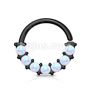 7 Opal Front Facing Set All 316L Surgical Steel Bendable Hoop Rings for Ear Cartilage, Daith, Nose Septum and More - Image 4