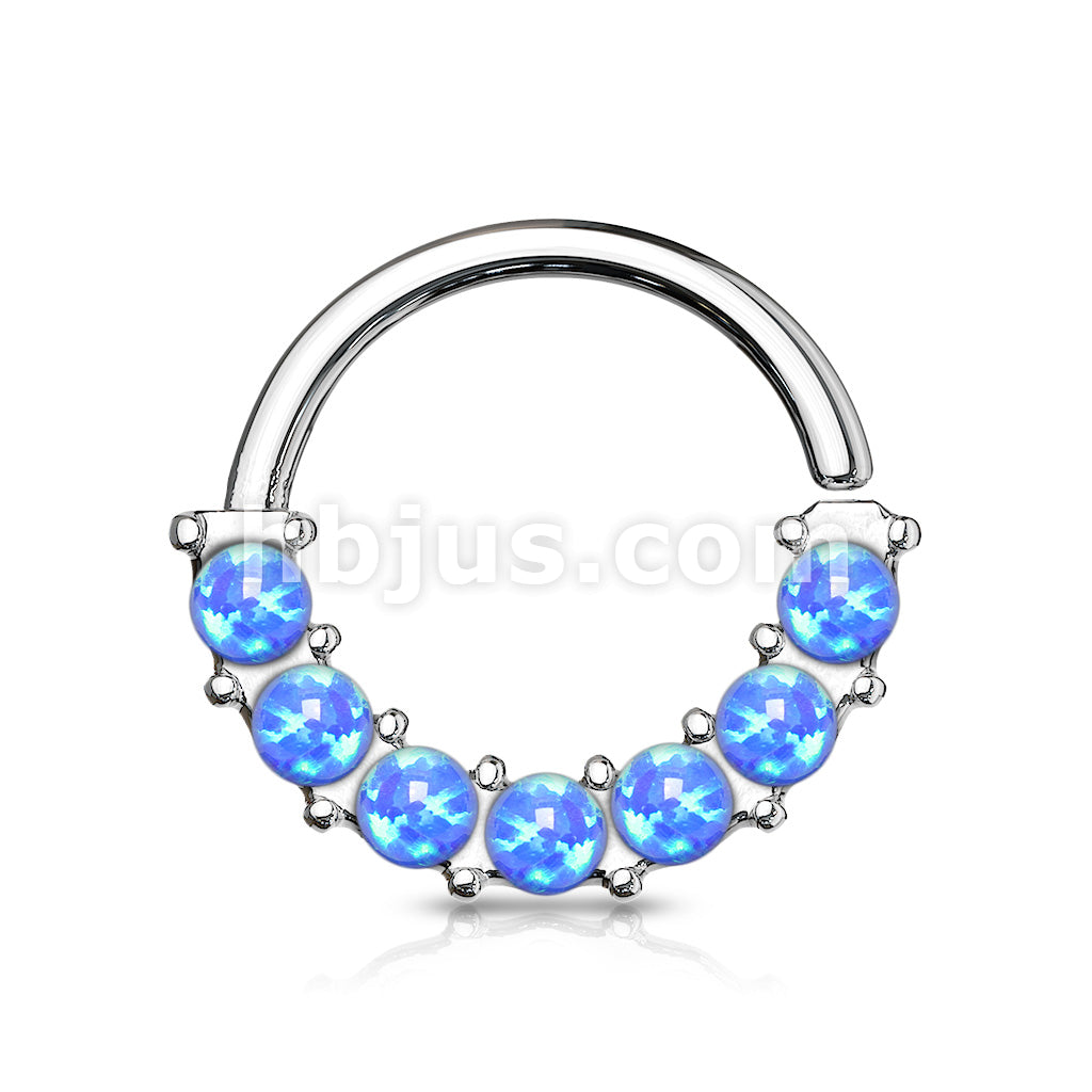 7 Opal Front Facing Set All 316L Surgical Steel Bendable Hoop Rings for Ear Cartilage, Daith, Nose Septum and More - Image 5