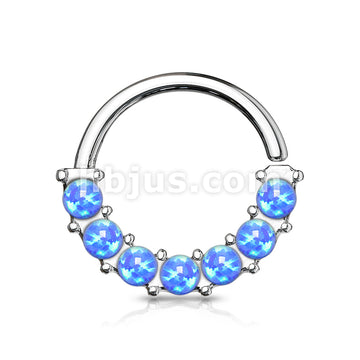 7 Opal Front Facing Set All 316L Surgical Steel Bendable Hoop Rings for Ear Cartilage, Daith, Nose Septum and More - Image 5