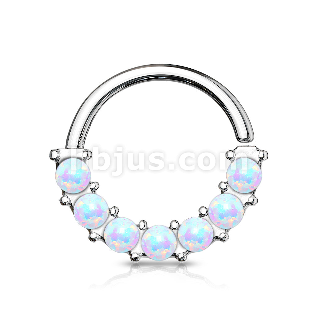 7 Opal Front Facing Set All 316L Surgical Steel Bendable Hoop Rings for Ear Cartilage, Daith, Nose Septum and More - Image 6