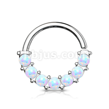 7 Opal Front Facing Set All 316L Surgical Steel Bendable Hoop Rings for Ear Cartilage, Daith, Nose Septum and More - Image 6