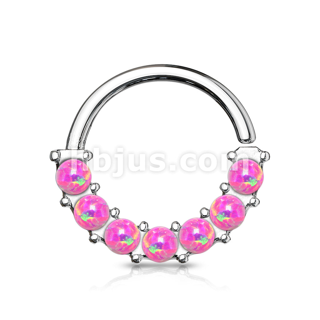 7 Opal Front Facing Set All 316L Surgical Steel Bendable Hoop Rings for Ear Cartilage, Daith, Nose Septum and More - Image 7