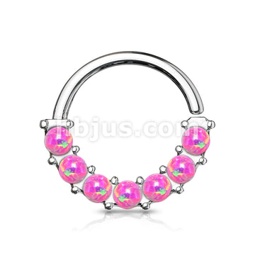 7 Opal Front Facing Set All 316L Surgical Steel Bendable Hoop Rings for Ear Cartilage, Daith, Nose Septum and More - Image 7