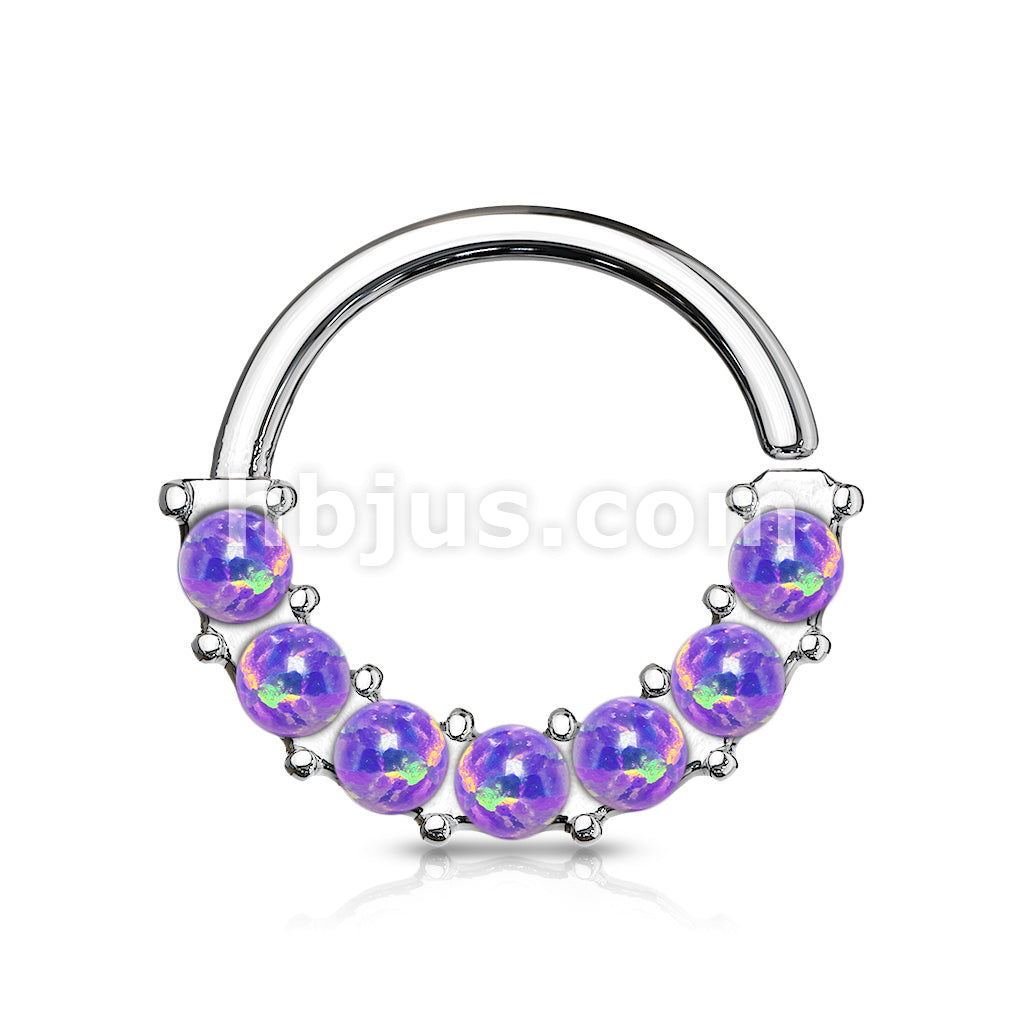 7 Opal Front Facing Set All 316L Surgical Steel Bendable Hoop Rings for Ear Cartilage, Daith, Nose Septum and More - Image 8