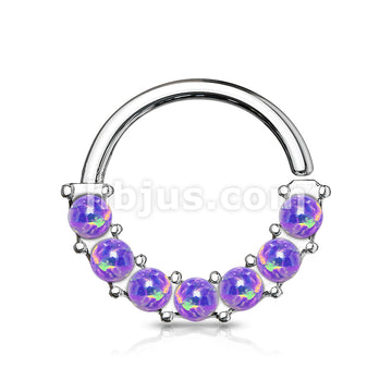 7 Opal Front Facing Set All 316L Surgical Steel Bendable Hoop Rings for Ear Cartilage, Daith, Nose Septum and More - Image 8