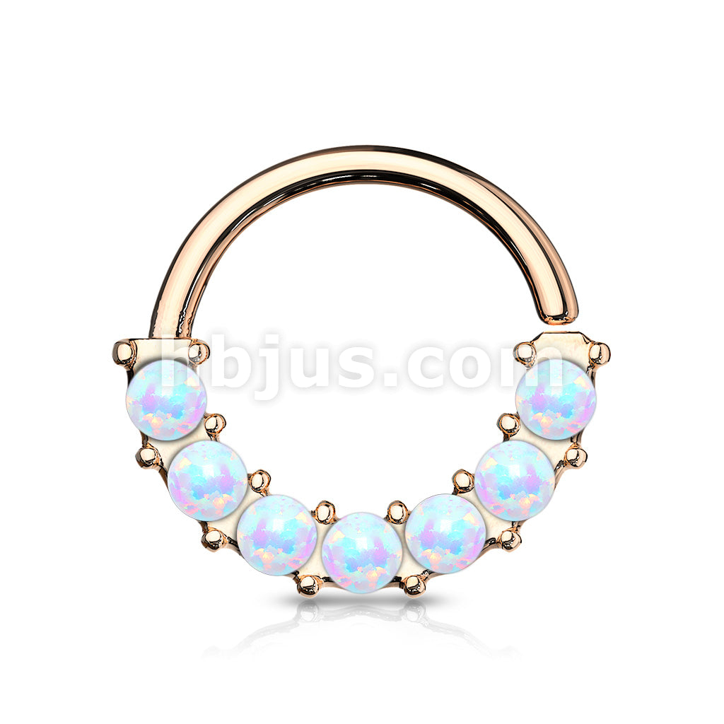 7 Opal Front Facing Set All 316L Surgical Steel Bendable Hoop Rings for Ear Cartilage, Daith, Nose Septum and More - Image 9