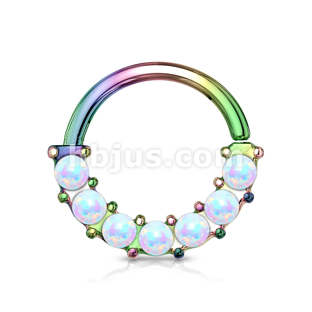 7 Opal Front Facing Set All 316L Surgical Steel Bendable Hoop Rings for Ear Cartilage, Daith, Nose Septum and More - Image 10