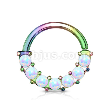7 Opal Front Facing Set All 316L Surgical Steel Bendable Hoop Rings for Ear Cartilage, Daith, Nose Septum and More - Image 10