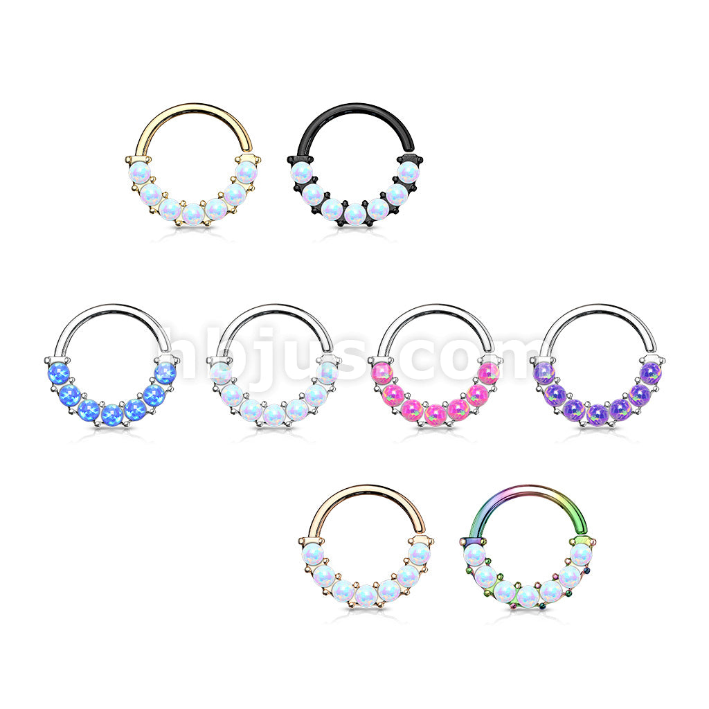 7 Opal Front Facing Set All 316L Surgical Steel Bendable Hoop Rings for Ear Cartilage, Daith, Nose Septum and More - Image 12