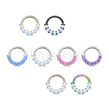 7 Opal Front Facing Set All 316L Surgical Steel Bendable Hoop Rings for Ear Cartilage, Daith, Nose Septum and More - Image 12