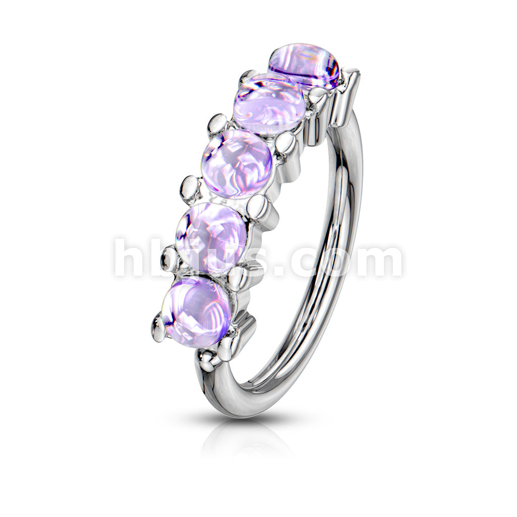 5 Iluminating Stones Lined Set All 316L Surgical Steel Bendable Hoop Rings for Ear Cartilage, Eyebrow, Nose and More - Image 3