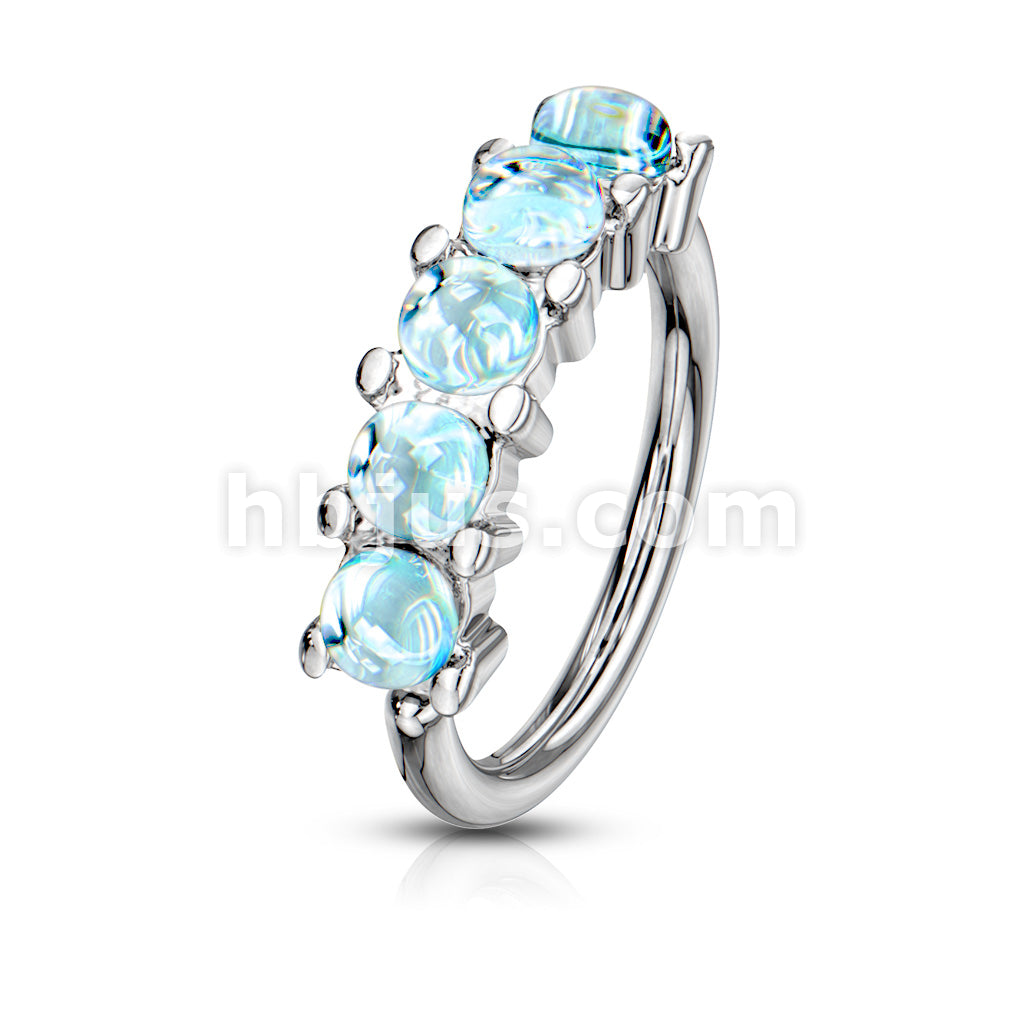 5 Iluminating Stones Lined Set All 316L Surgical Steel Bendable Hoop Rings for Ear Cartilage, Eyebrow, Nose and More - Image 4
