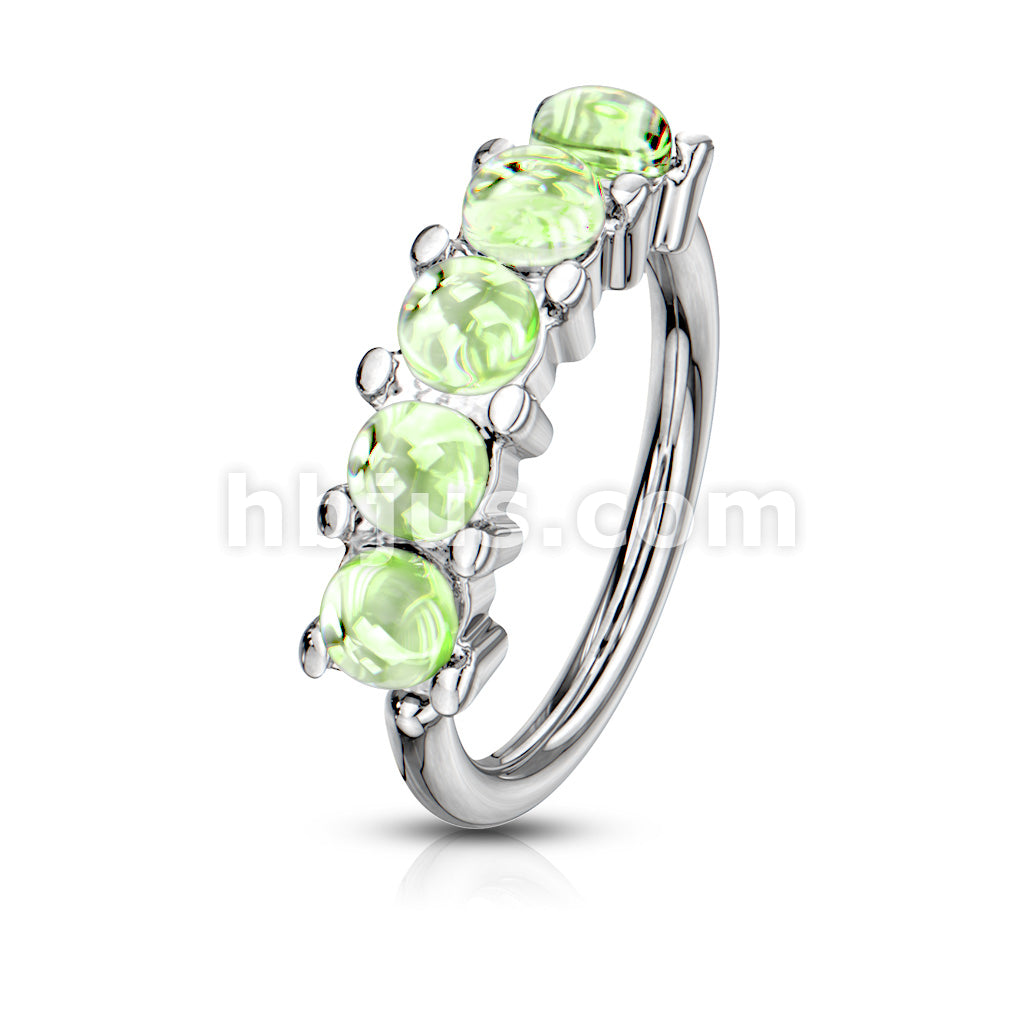 5 Iluminating Stones Lined Set All 316L Surgical Steel Bendable Hoop Rings for Ear Cartilage, Eyebrow, Nose and More - Image 6
