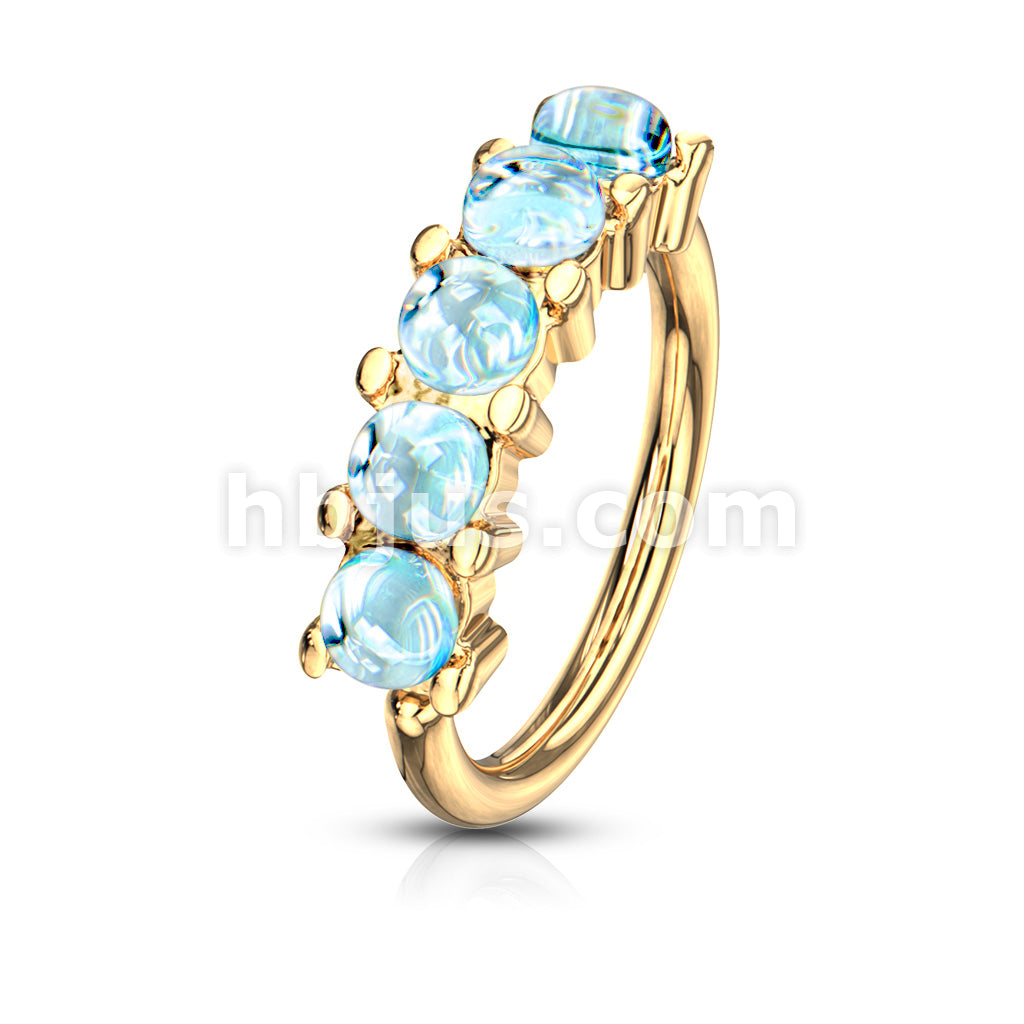 5 Iluminating Stones Lined Set All 316L Surgical Steel Bendable Hoop Rings for Ear Cartilage, Eyebrow, Nose and More - Image 7