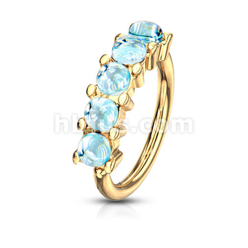 5 Iluminating Stones Lined Set All 316L Surgical Steel Bendable Hoop Rings for Ear Cartilage, Eyebrow, Nose and More - Image 7