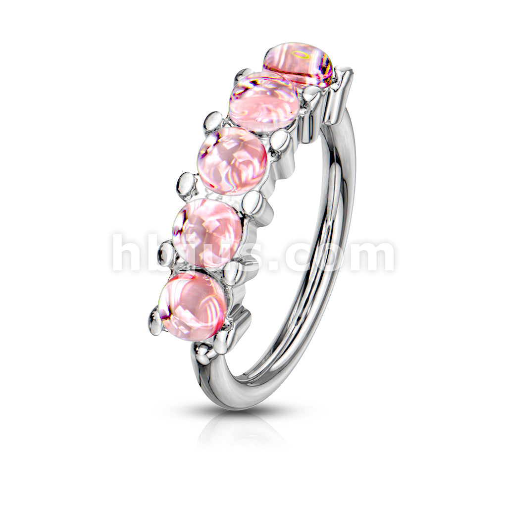 5 Iluminating Stones Lined Set All 316L Surgical Steel Bendable Hoop Rings for Ear Cartilage, Eyebrow, Nose and More - Image 8
