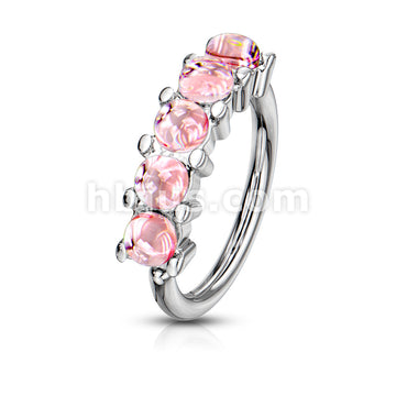 5 Iluminating Stones Lined Set All 316L Surgical Steel Bendable Hoop Rings for Ear Cartilage, Eyebrow, Nose and More - Image 8