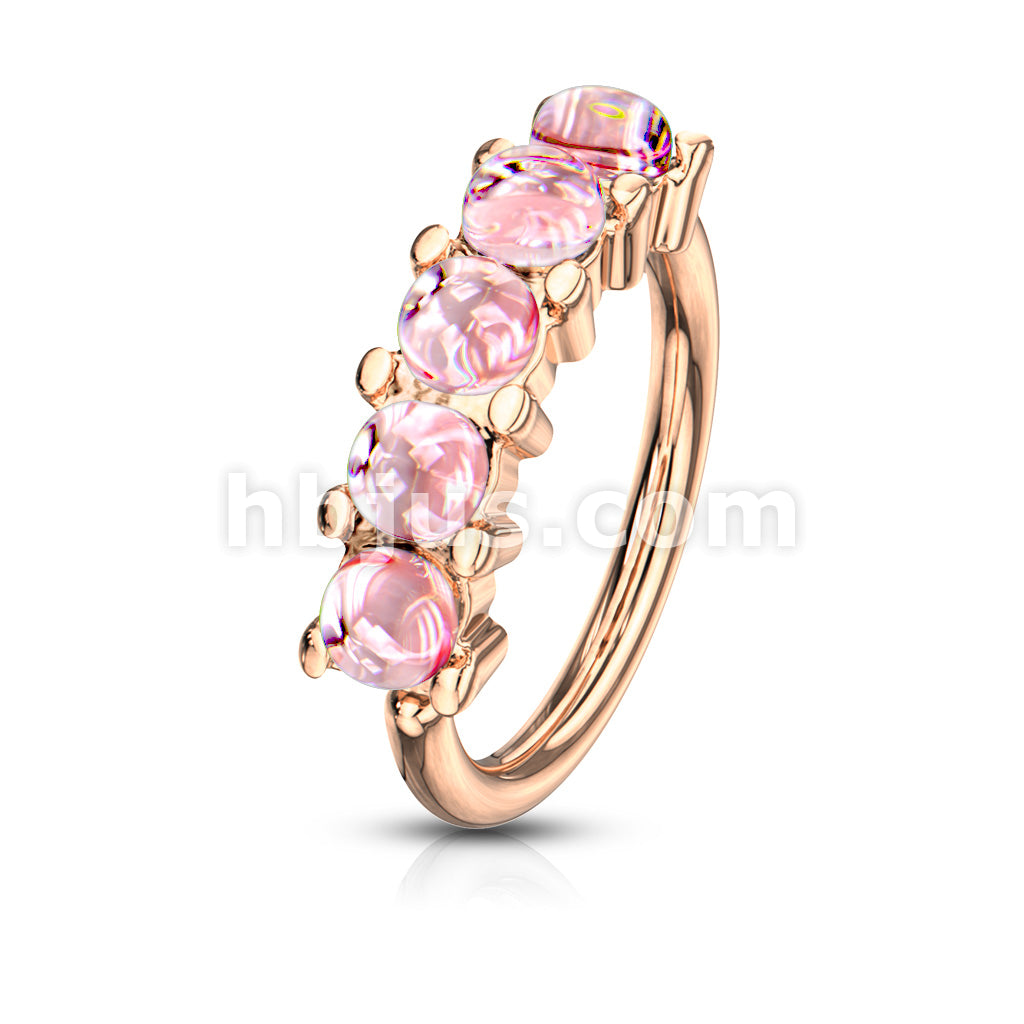 5 Iluminating Stones Lined Set All 316L Surgical Steel Bendable Hoop Rings for Ear Cartilage, Eyebrow, Nose and More - Image 9