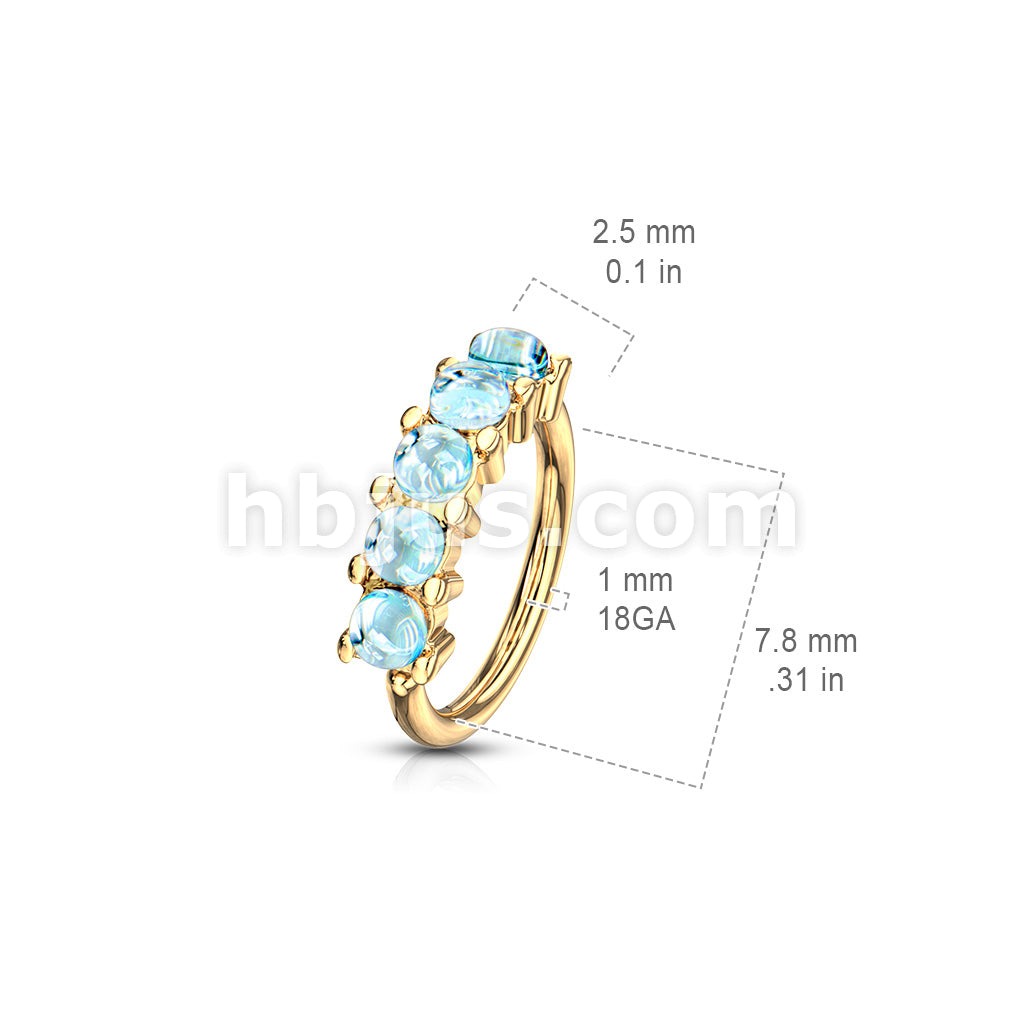 5 Iluminating Stones Lined Set All 316L Surgical Steel Bendable Hoop Rings for Ear Cartilage, Eyebrow, Nose and More - Image 10