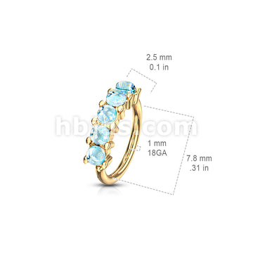 5 Iluminating Stones Lined Set All 316L Surgical Steel Bendable Hoop Rings for Ear Cartilage, Eyebrow, Nose and More - Image 10