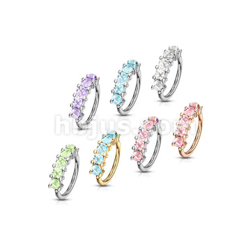 5 Iluminating Stones Lined Set All 316L Surgical Steel Bendable Hoop Rings for Ear Cartilage, Eyebrow, Nose and More - Image 11