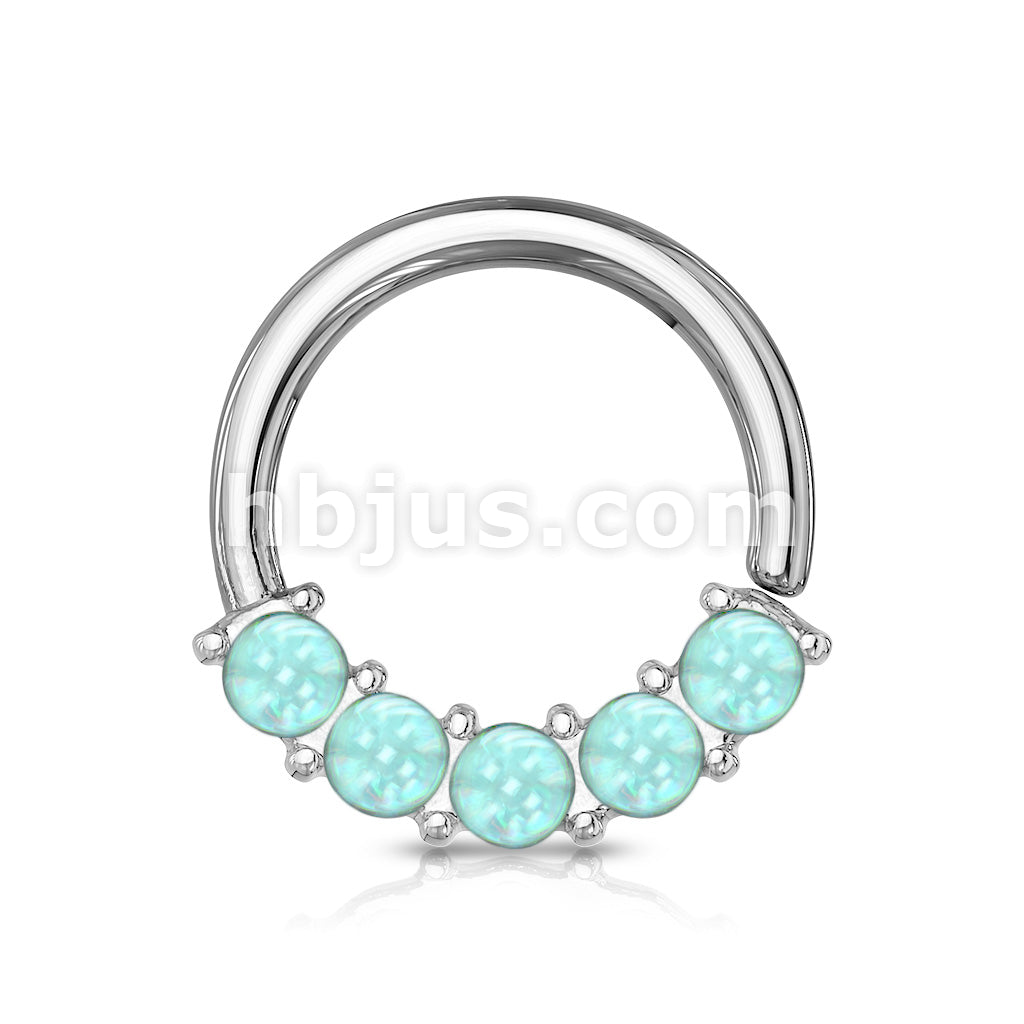 5 Illuminating Stones Front Facing Set All 316L Surgical Steel Bendable Hoop Rings for Nose Septum, Ear Cartilage, Daith and More - Image 4
