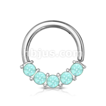 5 Illuminating Stones Front Facing Set All 316L Surgical Steel Bendable Hoop Rings for Nose Septum, Ear Cartilage, Daith and More - Image 4