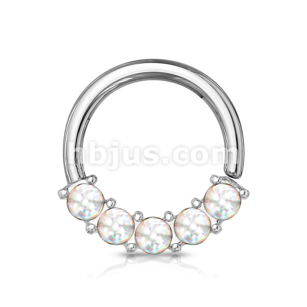 5 Illuminating Stones Front Facing Set All 316L Surgical Steel Bendable Hoop Rings for Nose Septum, Ear Cartilage, Daith and More - Image 5