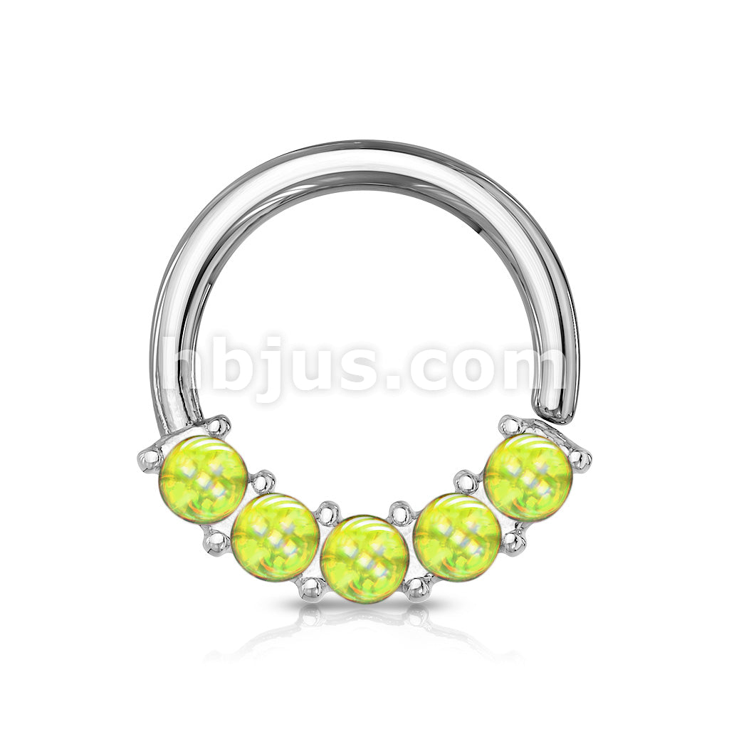 5 Illuminating Stones Front Facing Set All 316L Surgical Steel Bendable Hoop Rings for Nose Septum, Ear Cartilage, Daith and More - Image 6