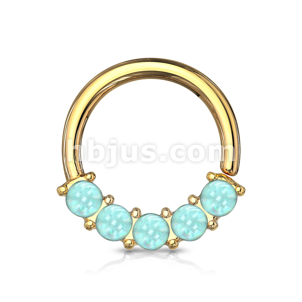 5 Illuminating Stones Front Facing Set All 316L Surgical Steel Bendable Hoop Rings for Nose Septum, Ear Cartilage, Daith and More - Image 7