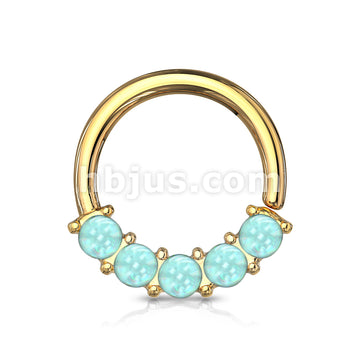 5 Illuminating Stones Front Facing Set All 316L Surgical Steel Bendable Hoop Rings for Nose Septum, Ear Cartilage, Daith and More - Image 7