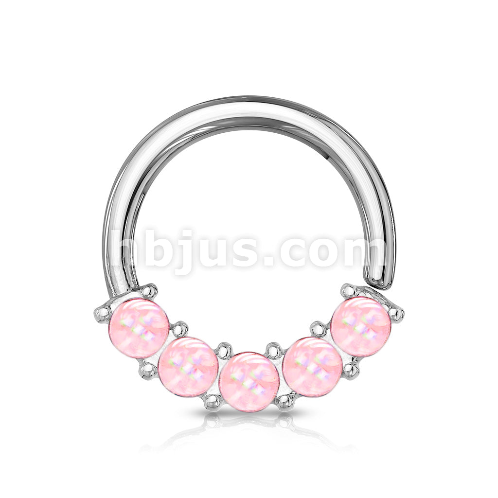 5 Illuminating Stones Front Facing Set All 316L Surgical Steel Bendable Hoop Rings for Nose Septum, Ear Cartilage, Daith and More - Image 8