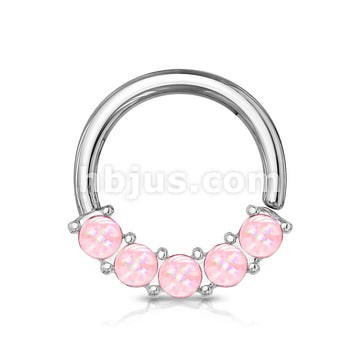 5 Illuminating Stones Front Facing Set All 316L Surgical Steel Bendable Hoop Rings for Nose Septum, Ear Cartilage, Daith and More - Image 8