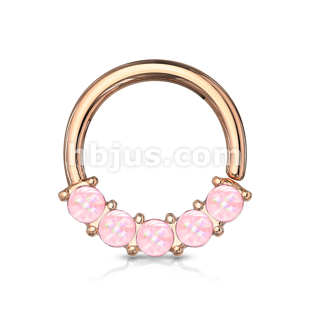 5 Illuminating Stones Front Facing Set All 316L Surgical Steel Bendable Hoop Rings for Nose Septum, Ear Cartilage, Daith and More - Image 9