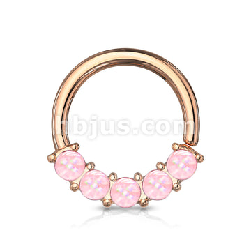 5 Illuminating Stones Front Facing Set All 316L Surgical Steel Bendable Hoop Rings for Nose Septum, Ear Cartilage, Daith and More - Image 9