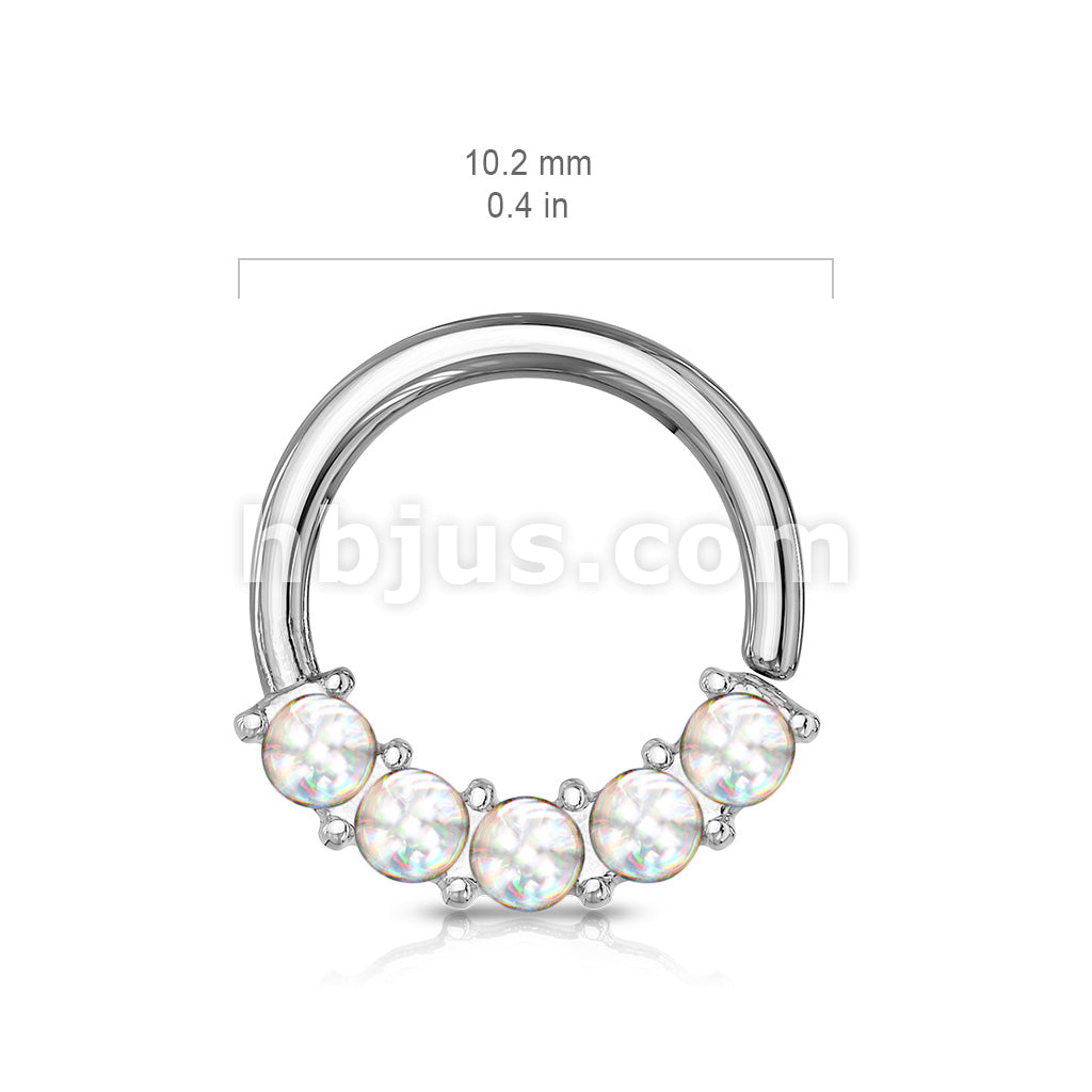 5 Illuminating Stones Front Facing Set All 316L Surgical Steel Bendable Hoop Rings for Nose Septum, Ear Cartilage, Daith and More - Image 10
