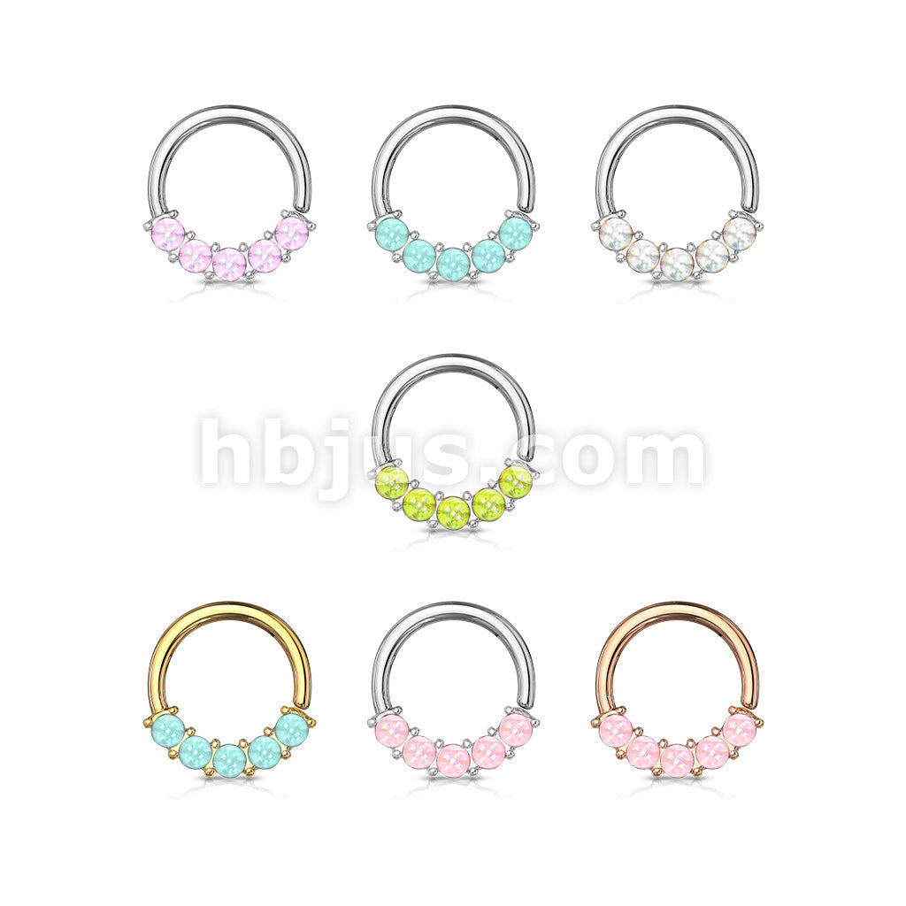 5 Illuminating Stones Front Facing Set All 316L Surgical Steel Bendable Hoop Rings for Nose Septum, Ear Cartilage, Daith and More - Image 11