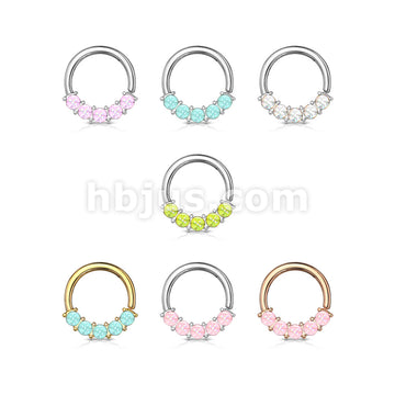 5 Illuminating Stones Front Facing Set All 316L Surgical Steel Bendable Hoop Rings for Nose Septum, Ear Cartilage, Daith and More - Image 11