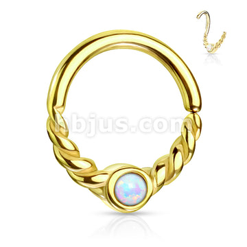 Opal Centered Braided Half Circle All 316L Surgical Steel Bendable... - Image 3