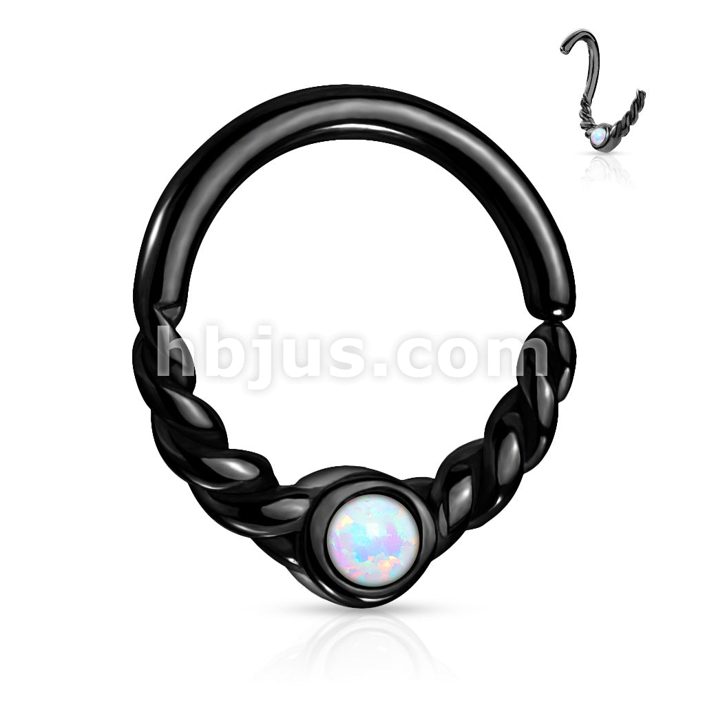 Opal Centered Braided Half Circle All 316L Surgical Steel Bendable... - Image 4