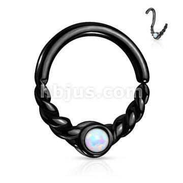 Opal Centered Braided Half Circle All 316L Surgical Steel Bendable... - Image 4