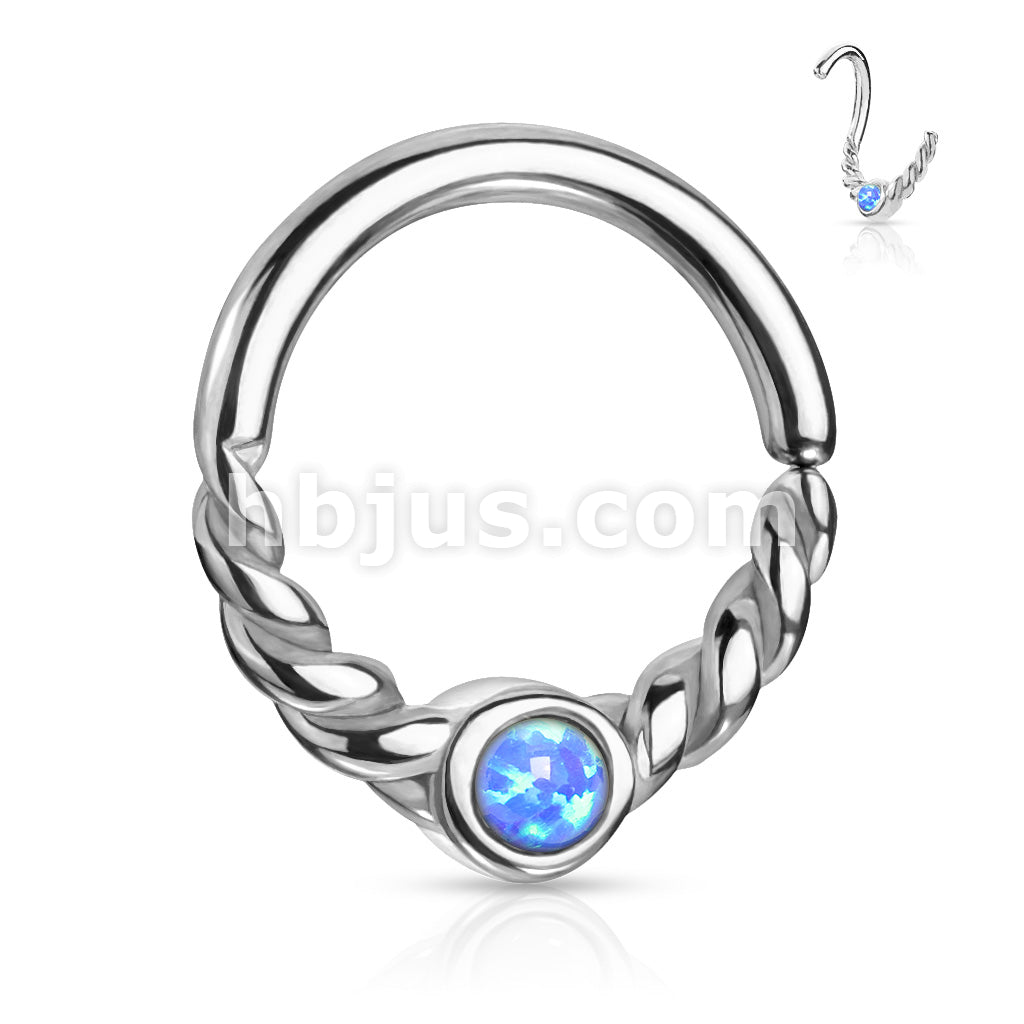 Opal Centered Braided Half Circle All 316L Surgical Steel Bendable... - Image 5