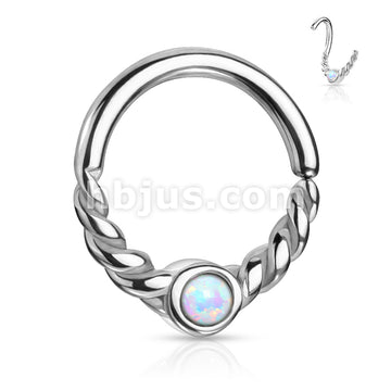 Opal Centered Braided Half Circle All 316L Surgical Steel Bendable... - Image 6