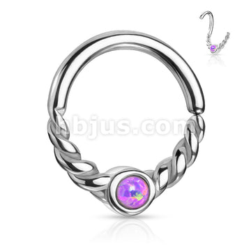 Opal Centered Braided Half Circle All 316L Surgical Steel Bendable... - Image 7