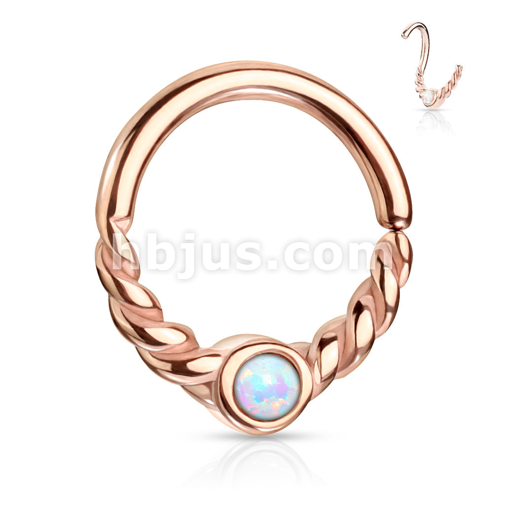 Opal Centered Braided Half Circle All 316L Surgical Steel Bendable... - Image 8