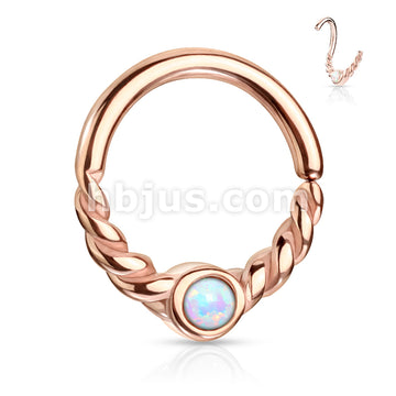 Opal Centered Braided Half Circle All 316L Surgical Steel Bendable... - Image 8
