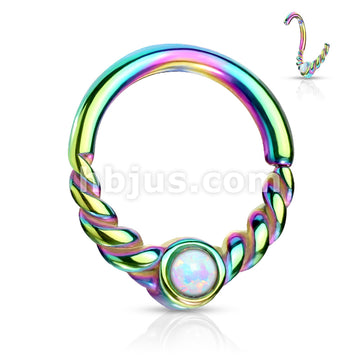 Opal Centered Braided Half Circle All 316L Surgical Steel Bendable... - Image 9