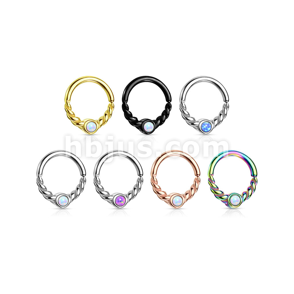 Opal Centered Braided Half Circle All 316L Surgical Steel Bendable... - Image 10