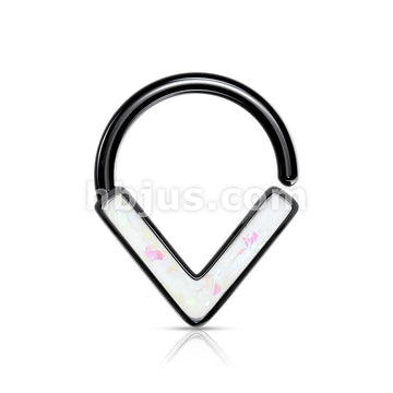 Opal GlitterChevron Front Facing All 316L Surgical Steel Bendable Hoop Ring for Daith, Cartilage, Nose Septum and More - Image 5