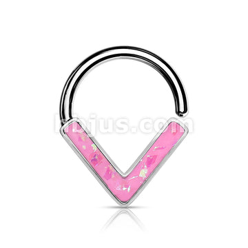Opal GlitterChevron Front Facing All 316L Surgical Steel Bendable Hoop Ring for Daith, Cartilage, Nose Septum and More - Image 6